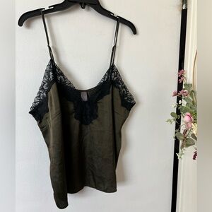 Auden Olive and Black Lace Cami